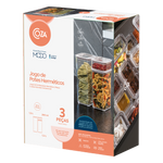 Kit 3 Contenedores Herméticos Modo Cristal Coza®