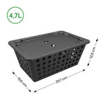 Cesta Organizadora con Tapa One Grande 4,7 Litros Negro Coza®