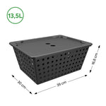 Cesta Organizadora con Tapa One Maxi 13,5 Litros Negro Coza®