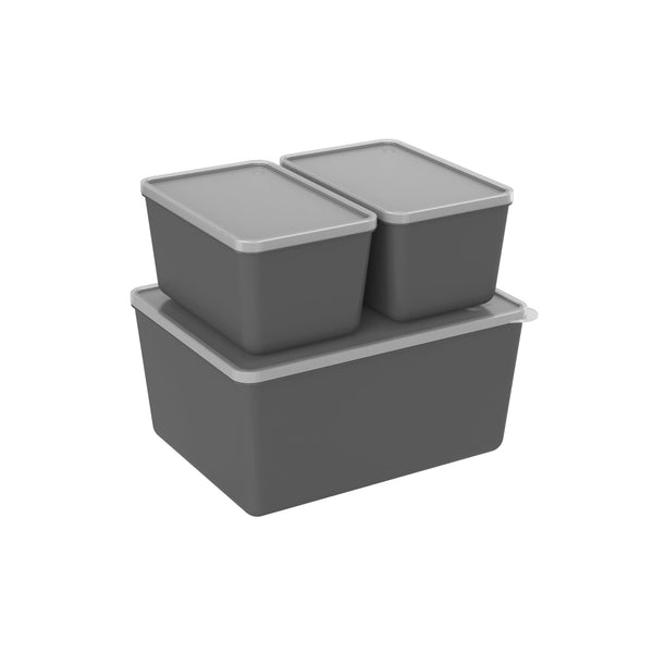 Juego de Contenedores Basic Gris Grafito 3 Piezas Coza®