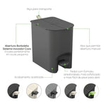 Basurero Mariposa con Pedal 6L Negro con Asa Coza®